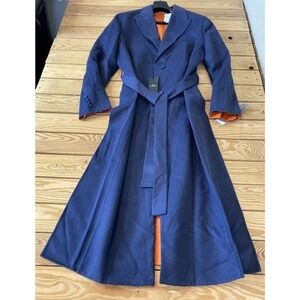NWT Dior Peter Doig Wool Trench Coat Size 52 Women's Blue Orange MSRP $4,700